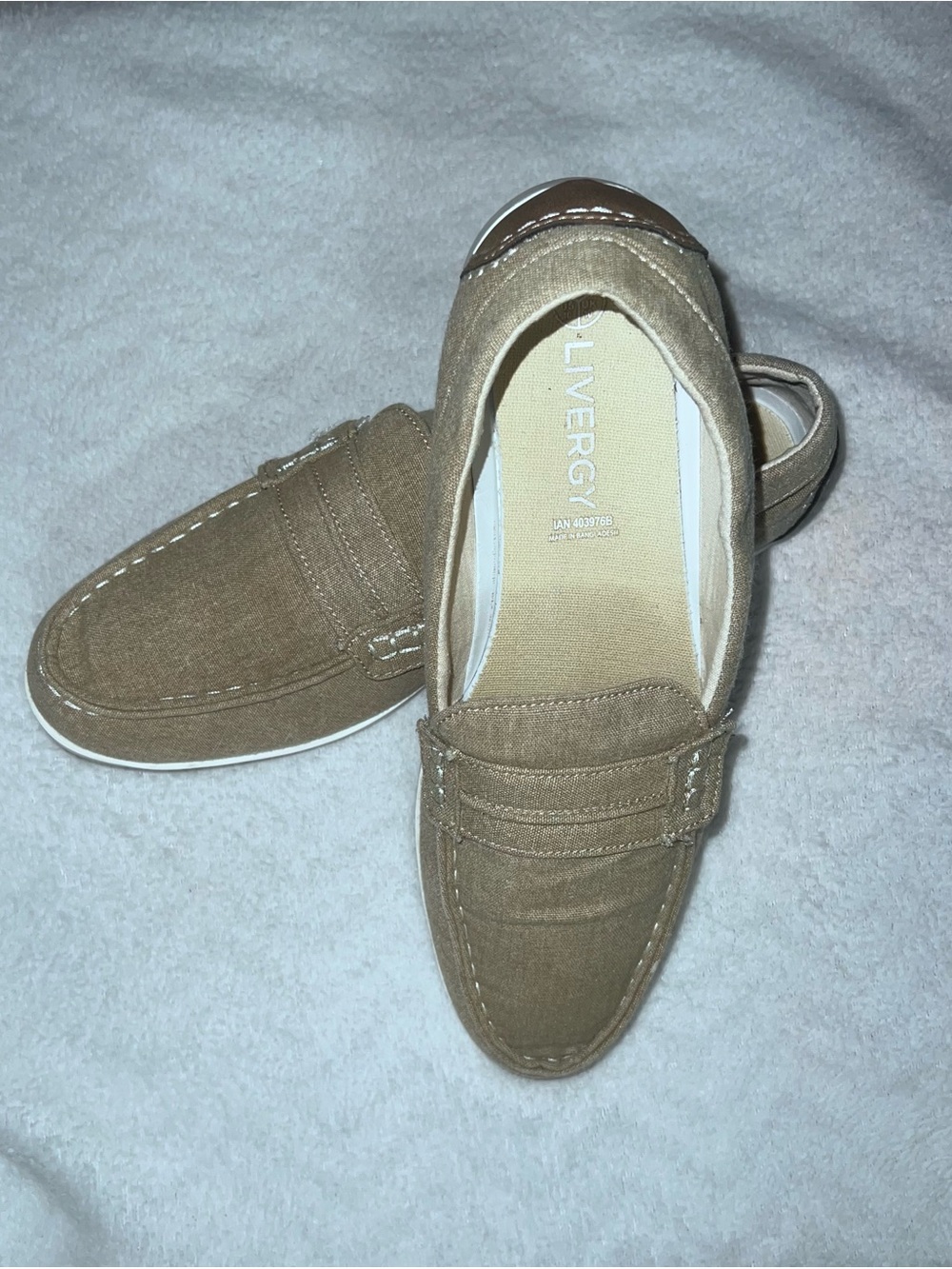 Men's Casual Slip-On Loafers in Taupe Canvas MS009 - Picture 7 of 7